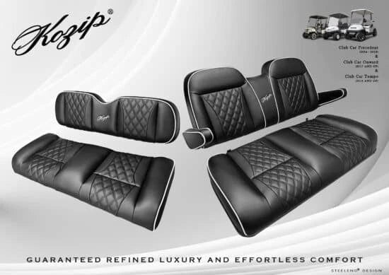 Black Club Car Golf Cart Seat Cushions with Armrest