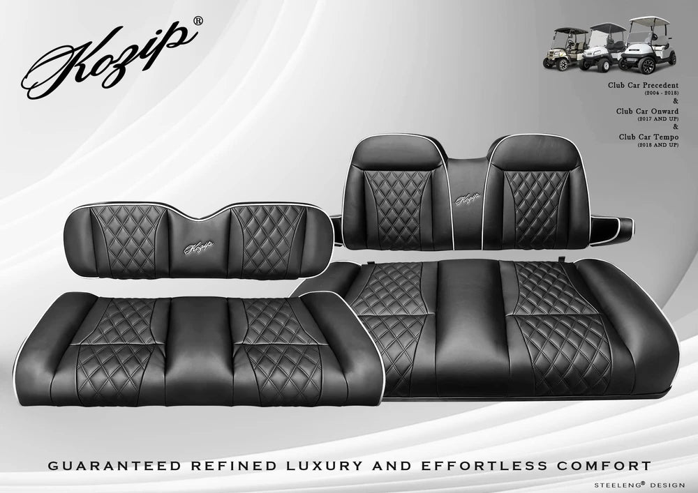 Black Club Car Golf Cart Seat Cushions with Armrest