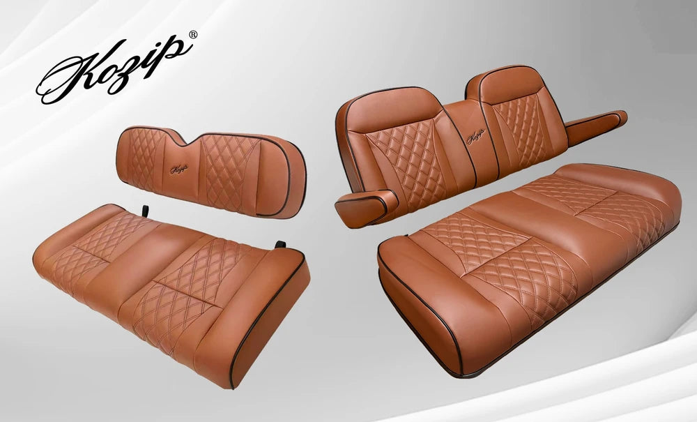 Kozip Club Car Brown Golf Cart Seat Cushions with Armrest